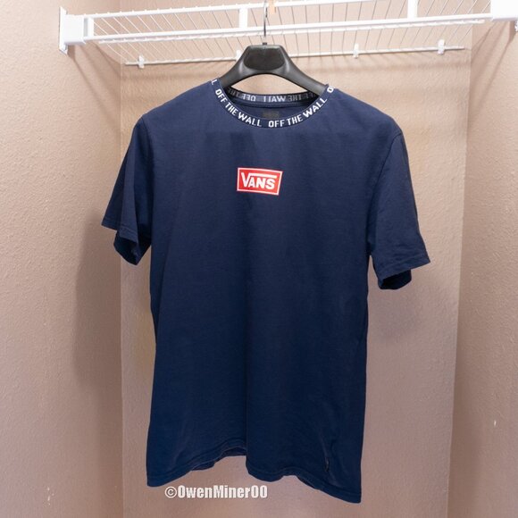 Vans "Off the Wall" Navy Blue T-Shirt with Red Logo - Size XL - Picture 1 of 6